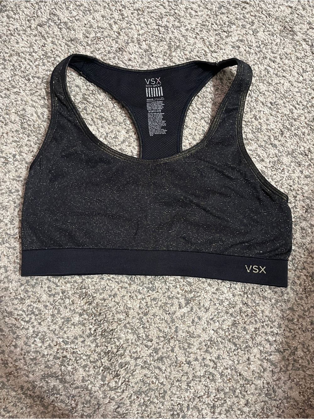 VSX Black Sparkle Racerback Sports Bra